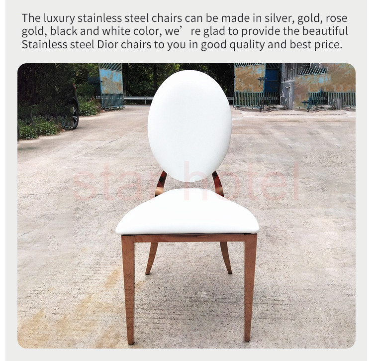 Wholesale Luxury Silver Back Round Blue Upholstered Padded Throne Stainless Steel Hotel Party Event Dining Banquet Wedding Chair