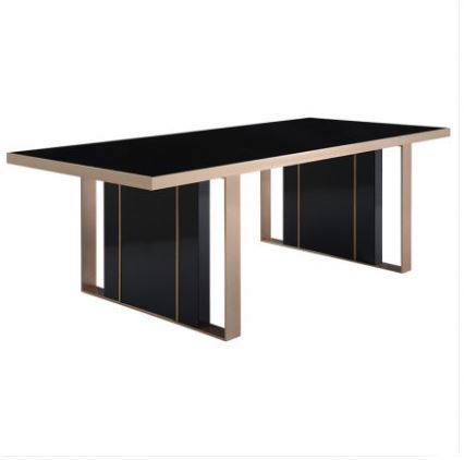 Italian Modern Dining Table Set with 6 Chairs, Luxury Fiberglass Restaurant Furniture - Tempered Glass Top &amp; Leather Seats