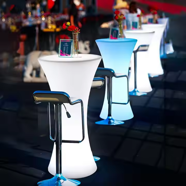Nightclub Lounge Modern Oval Foldable Waterproof IP65 Cocktail Table Premium LED Bar Furniture Outdoor Event Party Garden