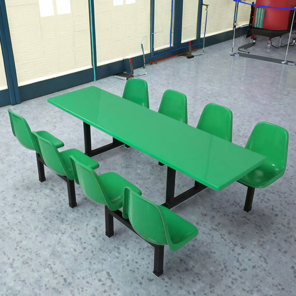 Modern Eco-Friendly Durable Fiberglass Restaurant Dining Table and Chair Set for School and Commercial Use