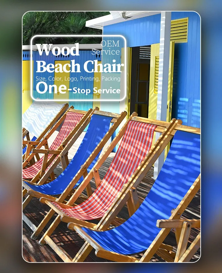 Adjustable Folding Wooden Beach Chair with Custom Design