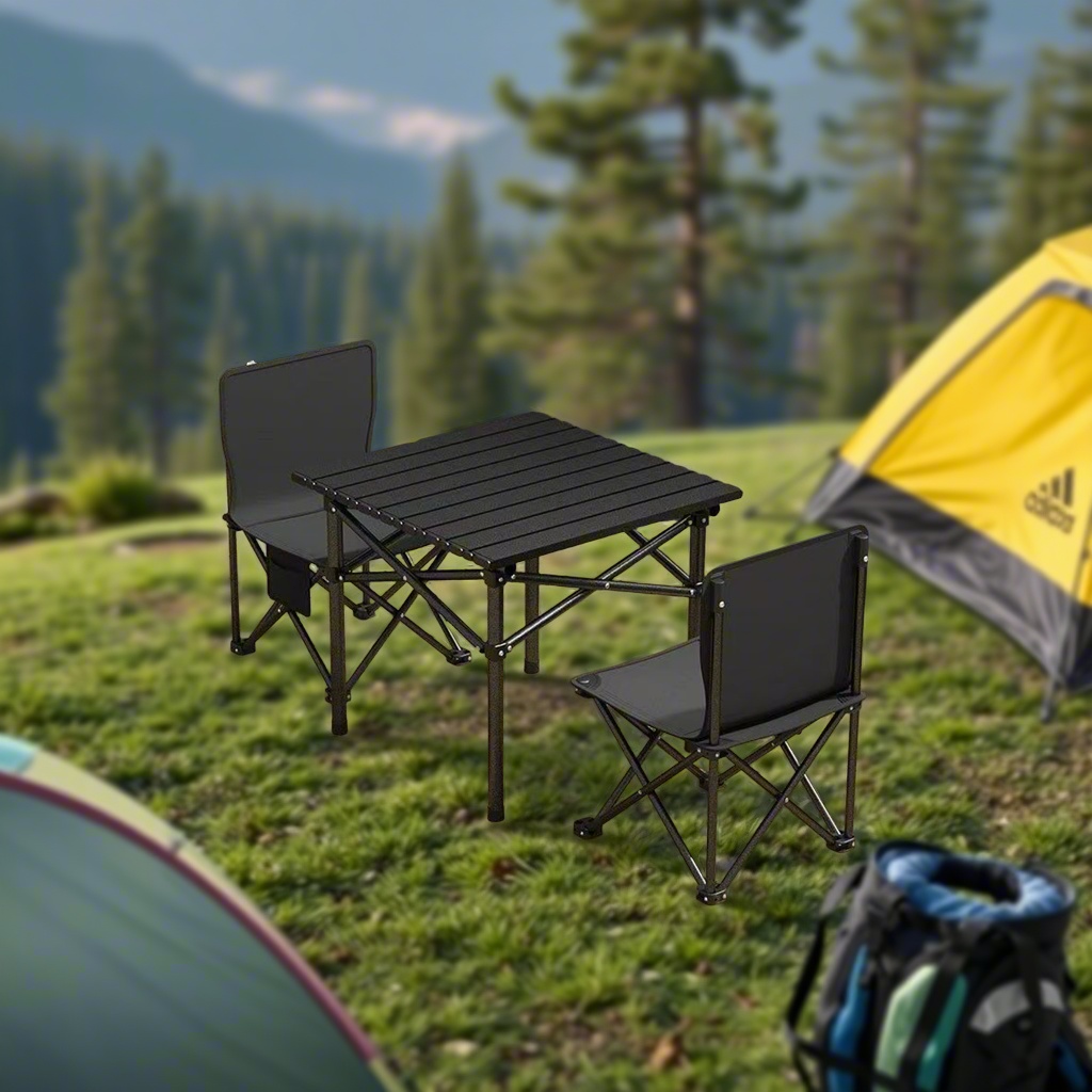Modern Outdoor Folding Tables and Chairs Portable Oxford Material Steel Pipe Design for Camping Picnic Farmhouse Use