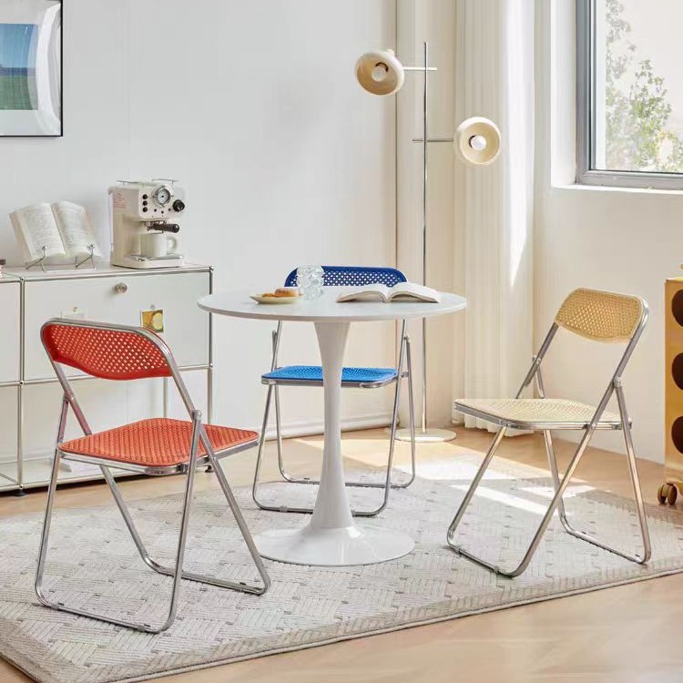 Factory-Wholesale Nordic Modern Minimalist Trendy Vanity Folding Chair Metal Social-Media-Hot Photo Home Dining Chair