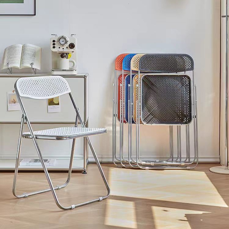 Factory-Wholesale Nordic Modern Minimalist Trendy Vanity Folding Chair Metal Social-Media-Hot Photo Home Dining Chair