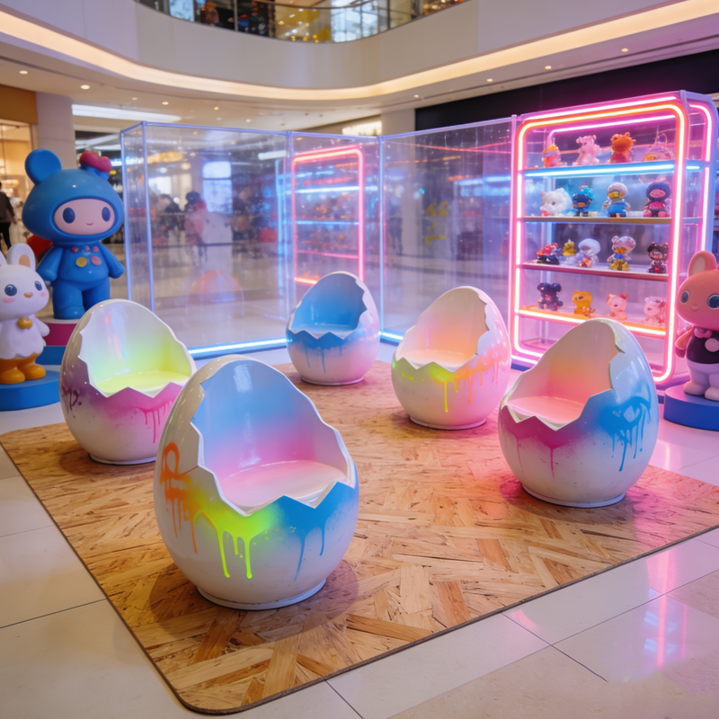 Egg Shape Fiberglass Modern Dining Table Chairs Set Waterproof Customized Color Bending Cutting Services One-piece Molded