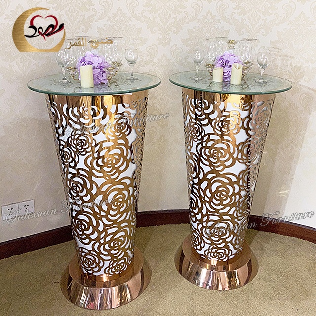 High Boy Cocktail Bar Table Stainless Steel Remote Control LED Light up for Wine Cellar and Hotel Use
