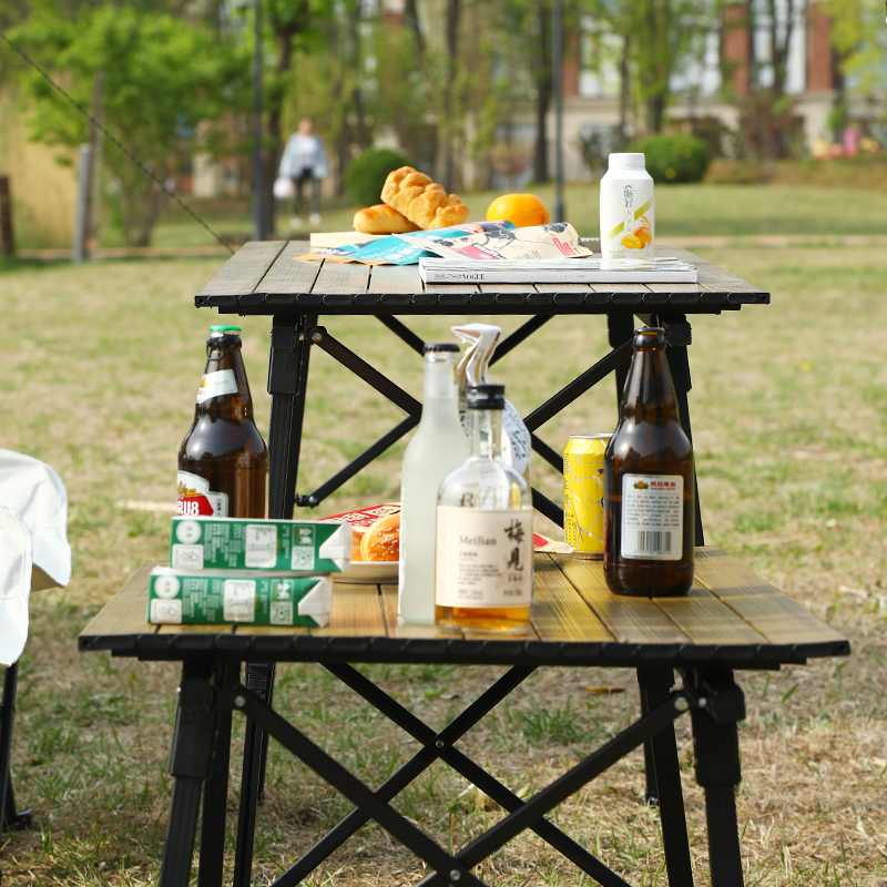 Factory Promotion Price Portable Folding Picnic Table Outdoor Metal Tables for Camping Hiking Fishing Travel Beach