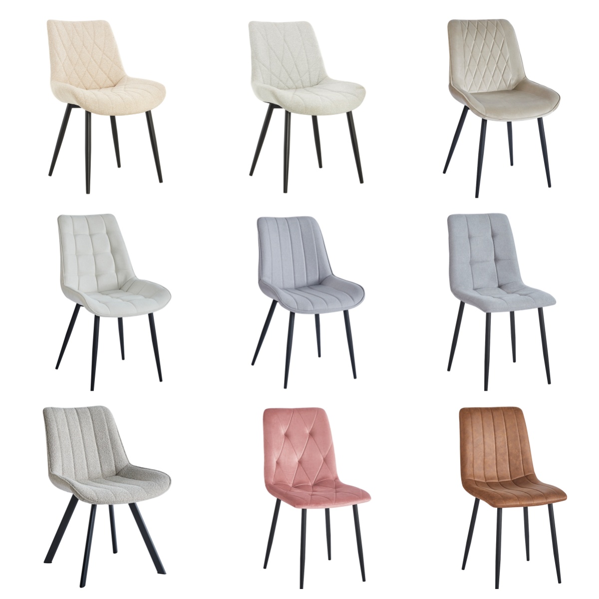 Modern Minimalist Upholstered Restaurant Stackable Chairs with Metal Legs