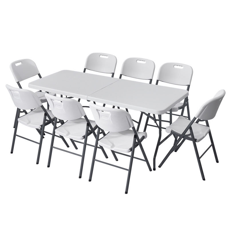 Sturdy Modern White Portable Folding Plastic Chair Heavy Duty HDPE Indoor Outdoor Use Bedroom Kitchen Dining Room Living Room