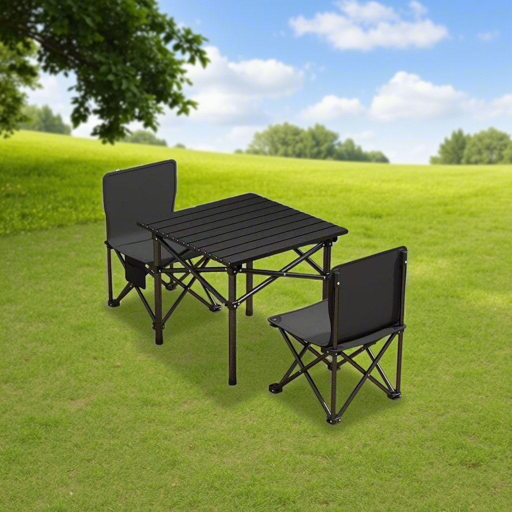 Modern Outdoor Folding Tables and Chairs Portable Oxford Material Steel Pipe Design for Camping Picnic Farmhouse Use