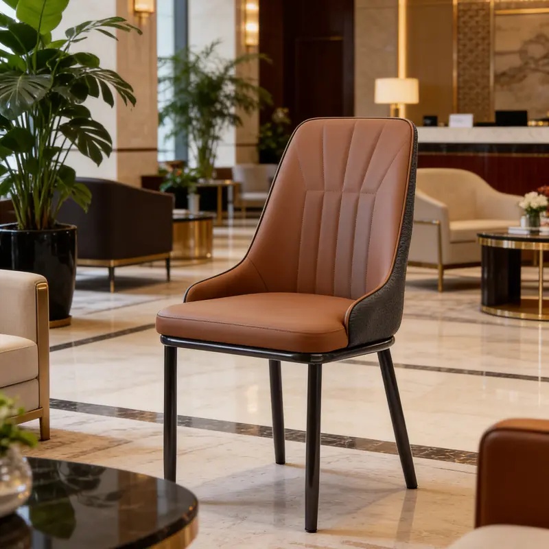 High-End Leather Upholstered Dining Chair for Hotel Banquet