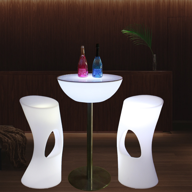 LED Light-Up High Bar Table Colorful Cocktail Table with Square Bar Versatile for Kitchen Outdoor Dining Use
