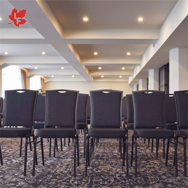 Wholesale Grand Banquet Chair Hall Black Fabric Upholstered Chair Stackable Wedding Banquet Chair for Events Banquet