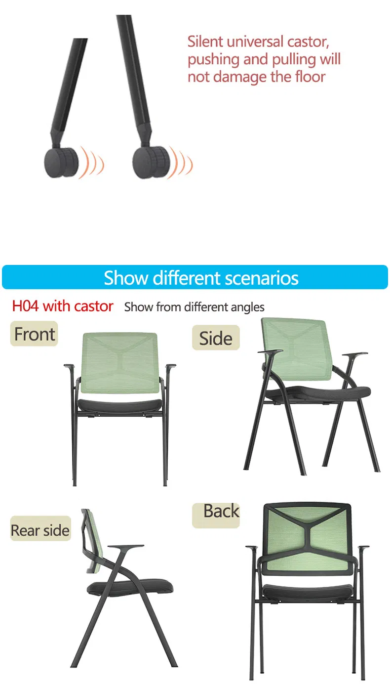 Folding Training University Lecture Chair with Table Pad Hall Chair with Wheel