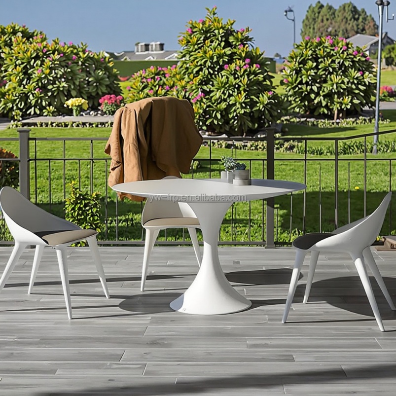 YW00189 Modern Casual Fiberglass Outdoor Dining Table for Courtyard Entry Hotel Villa &amp; Living Room-Durable