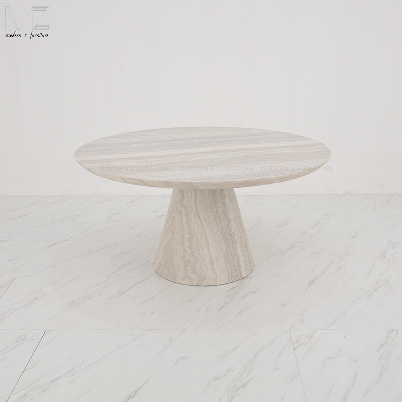 High Quality Custom Contemporary 4 Seat Luxury Dining Furniture Large Size Hotel Marble Travertine Print Fiberglass Dining Table
