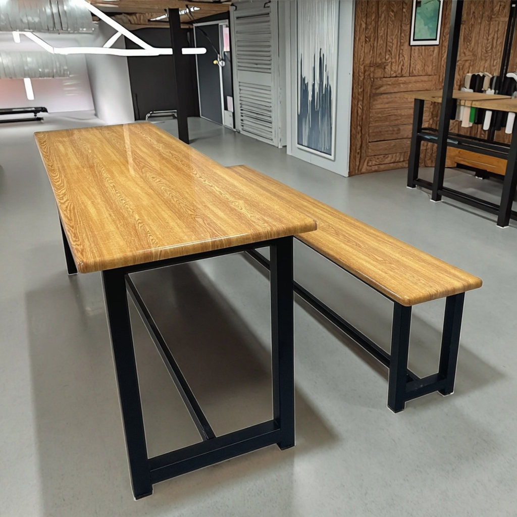 2/4/6-Seats Bending Fiberglass Dining Table and Chairs for School Canteen FRP Dining Furniture