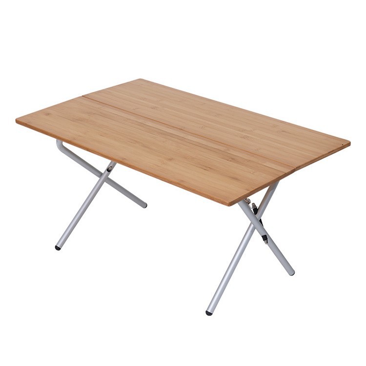 Outdoor Bamboo Folding Table-Fold-In-Half Design Portable for Camping &amp; Picnic Use Outdoor Furniture