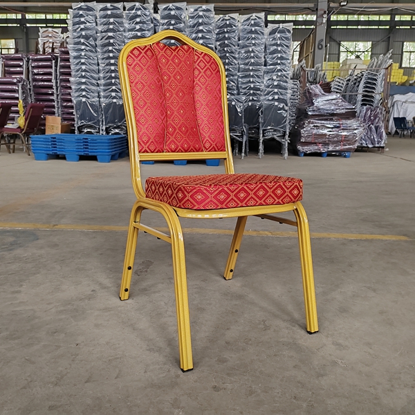 Hot Sale Hotel Upholstered Stackable Party Event Wedding Chair Metal Frame Fabric Hotel Banquet Chairs