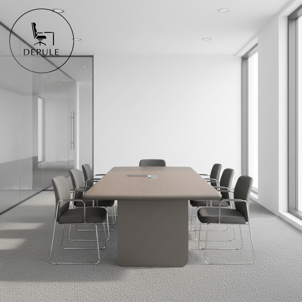 Modern Medium-density Wood Veneer Conference Table, High-quality Wooden Meeting Room Furniture on Office Furniture
