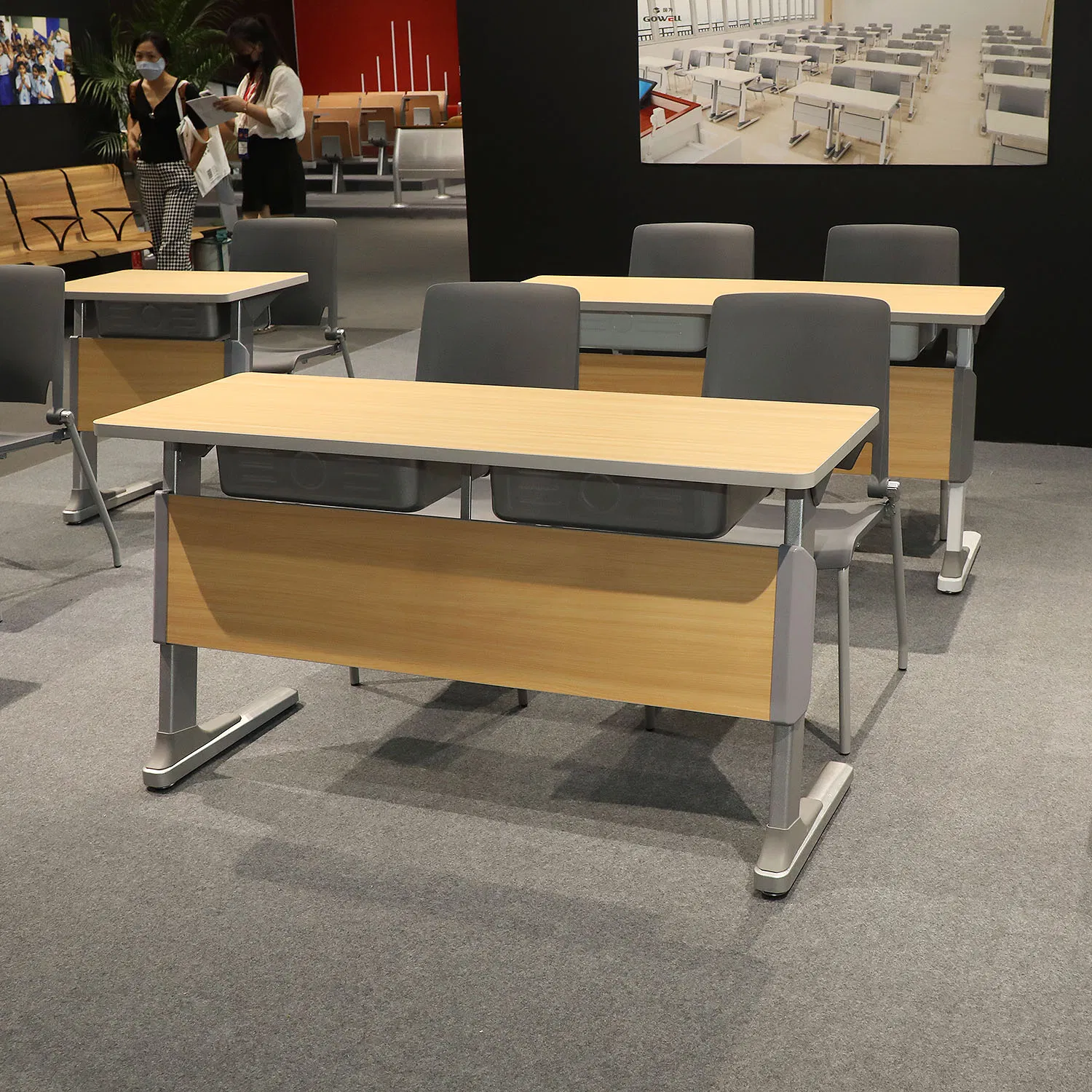 Conference Training Lecture Hall Theater School Furniture Classroom Double Student Desk and Chair