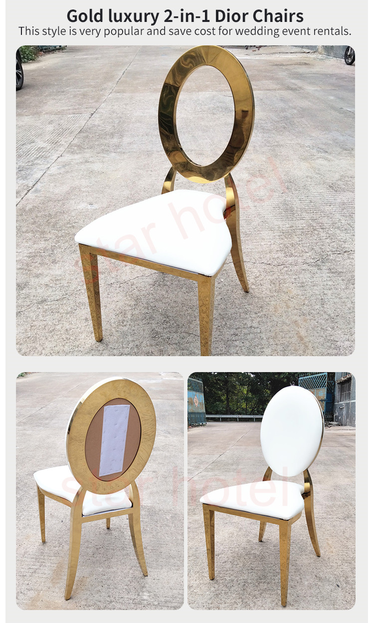 Wholesale Luxury Silver Back Round Blue Upholstered Padded Throne Stainless Steel Hotel Party Event Dining Banquet Wedding Chair