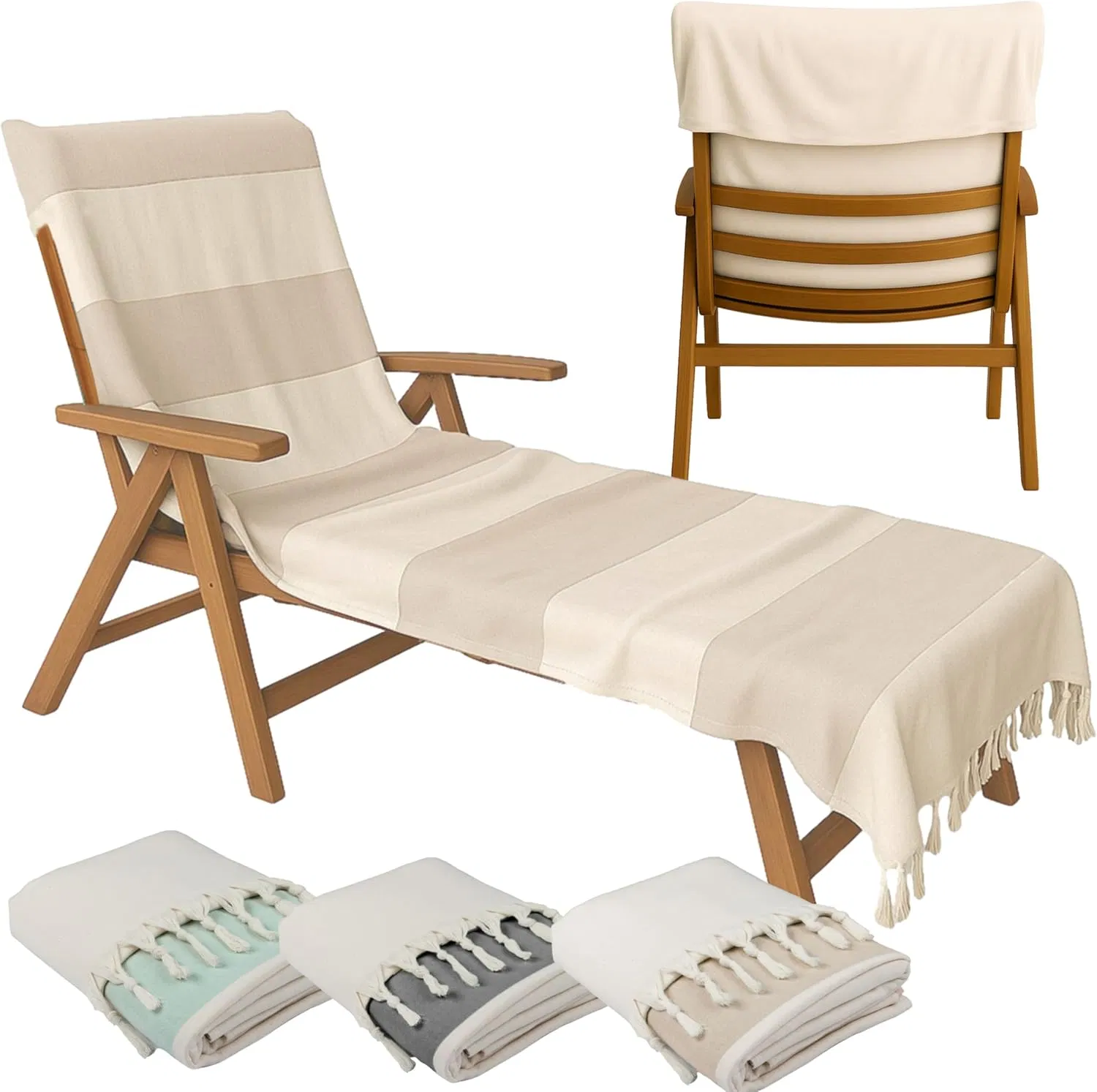 Wholesale Folding Wood Beach Chair Custom Logo Beach Chairs Deck Chairs