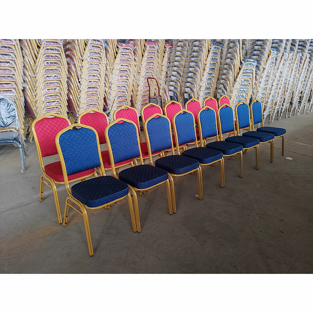 Wholesale Party Event Wedding Chairs Stackable Metal Frame Customized Fabric Hotel Chair