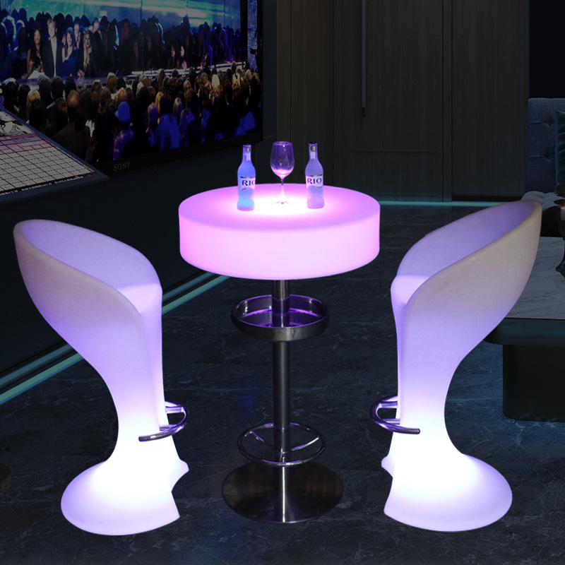LED Light-Up High Bar Table Colorful Cocktail Table with Square Bar Versatile for Kitchen Outdoor Dining Use