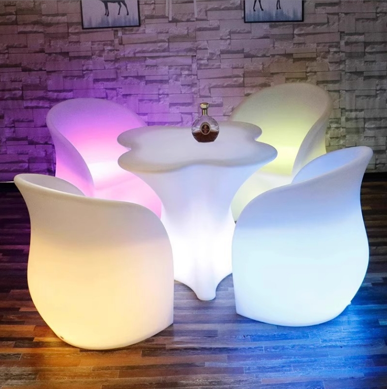 Outdoor Led Lighted Cocktail Tables Waterproof RGB Wedding Tables Glowing Color-Changing Furniture for Outdoor/Indoor Reception