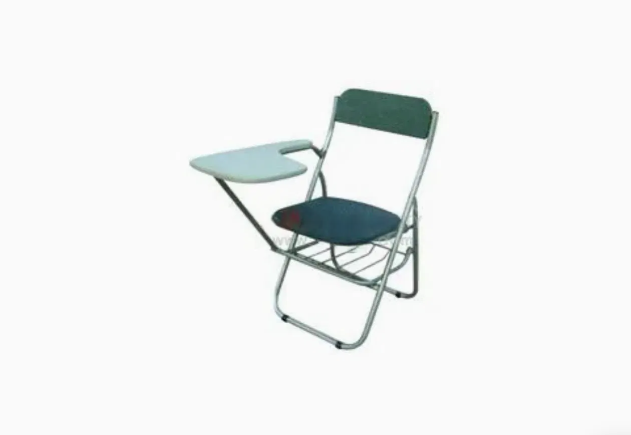 Colorful Foldable Plastic Chairs with Wooden Tablet Holder