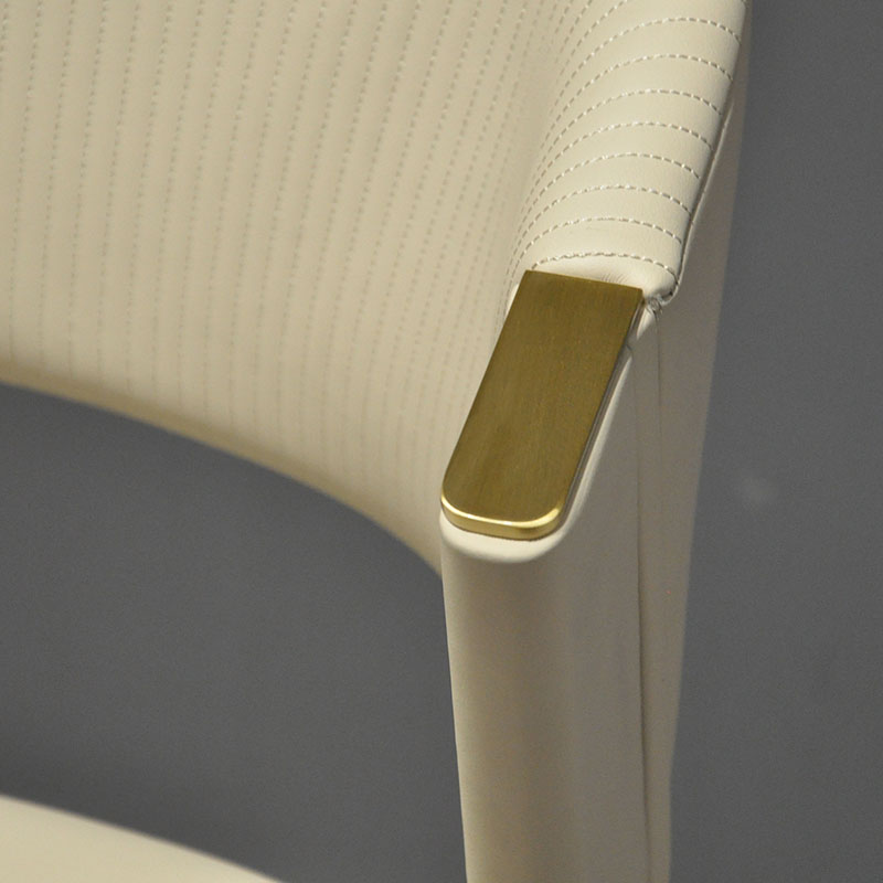Hotel Italian Design Restaurant Chairs with Padding Luxury Grey Fabric Genuine Leather Upholstered Dining Chair