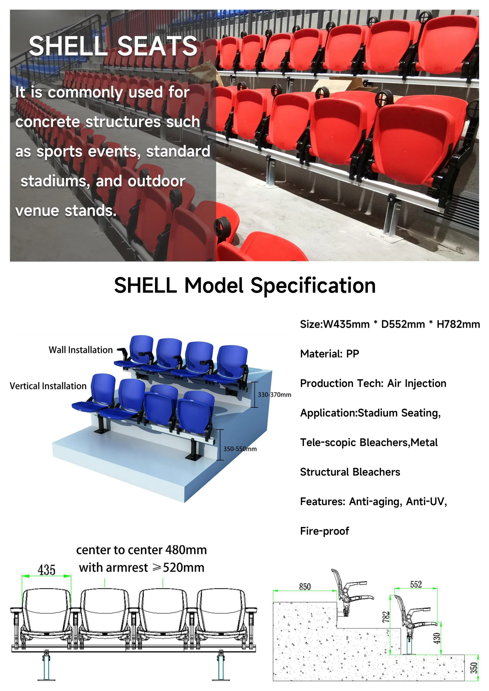 Seat specifications visual dimensions details