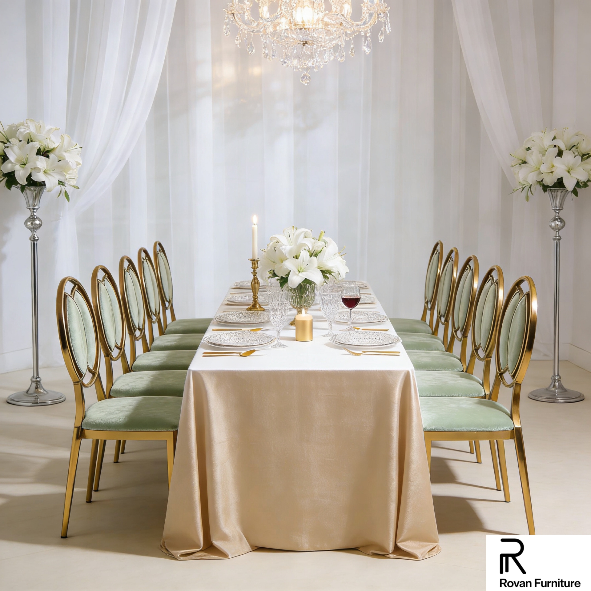 New Model Round Back Elegant Electroplated Gold Metal Event Chairs Wedding Event Chairs For Sale