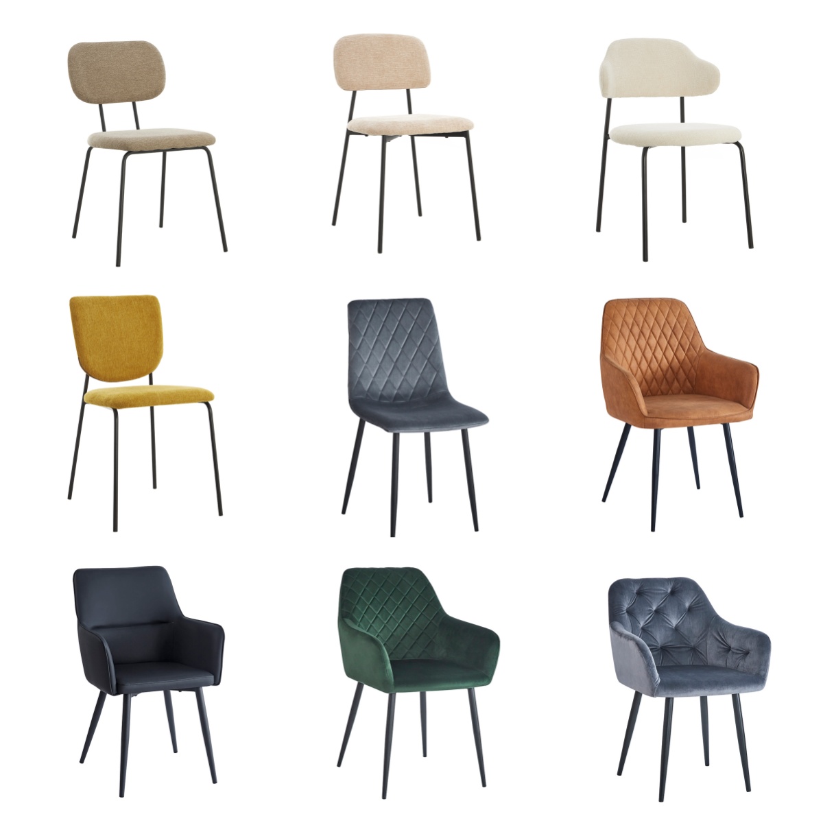 Modern Minimalist Upholstered Restaurant Stackable Chairs with Metal Legs