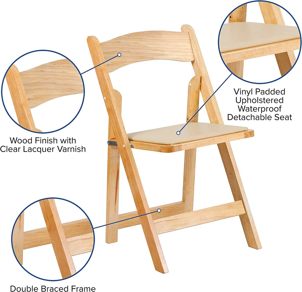 Portable Wooden Folding Chair for Wedding Event Banquet Outdoor (ZG26-012)