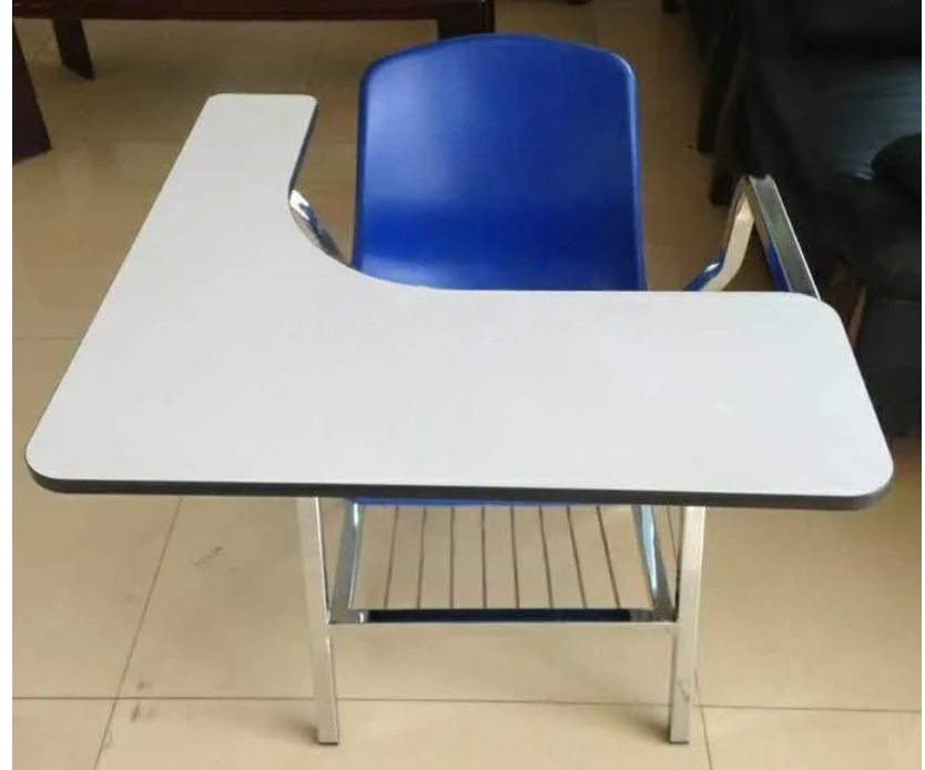 Colorful Foldable Plastic Chairs with Wooden Tablet Holder