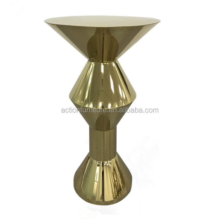 Commercial Bar Furniture Stainless Steel Gold Bar Table With Chairs Set Cocktail Bar Table for Night Club Wedding