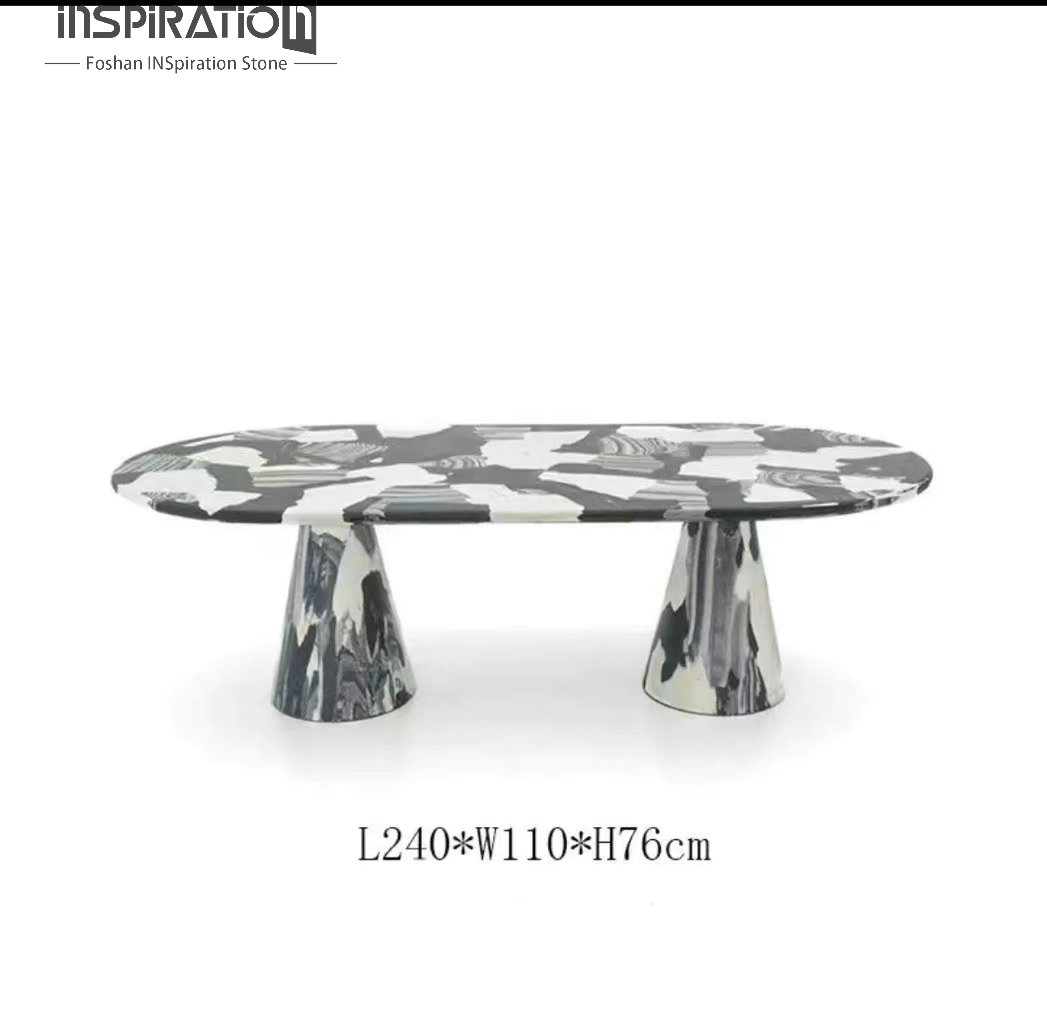 Amazing Creative Fiberglass Colored Hand-paint Fiberglass Hotel Dining Table Commercial Furniture