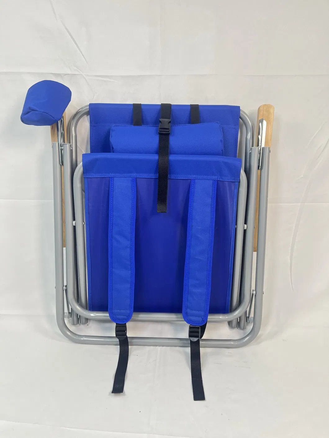 Beach Chair - Folding Chair with Wood Armrest-Blue