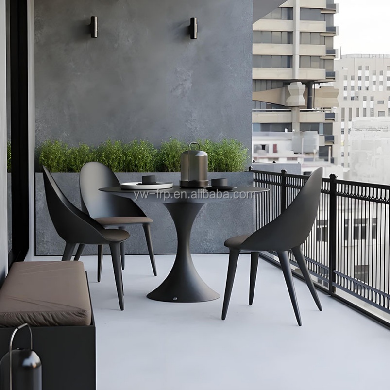 YW00189 Modern Casual Fiberglass Outdoor Dining Table for Courtyard Entry Hotel Villa &amp; Living Room-Durable