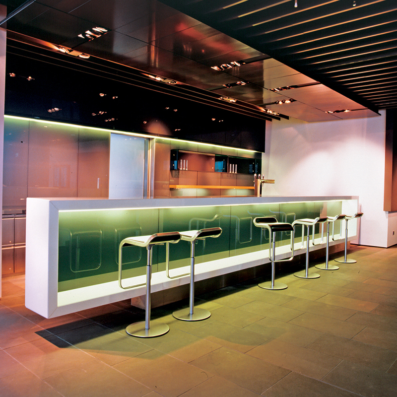 Artificial Stone L Shape Coffee Bar Counter Professional Design LED Cocktail Bar Table