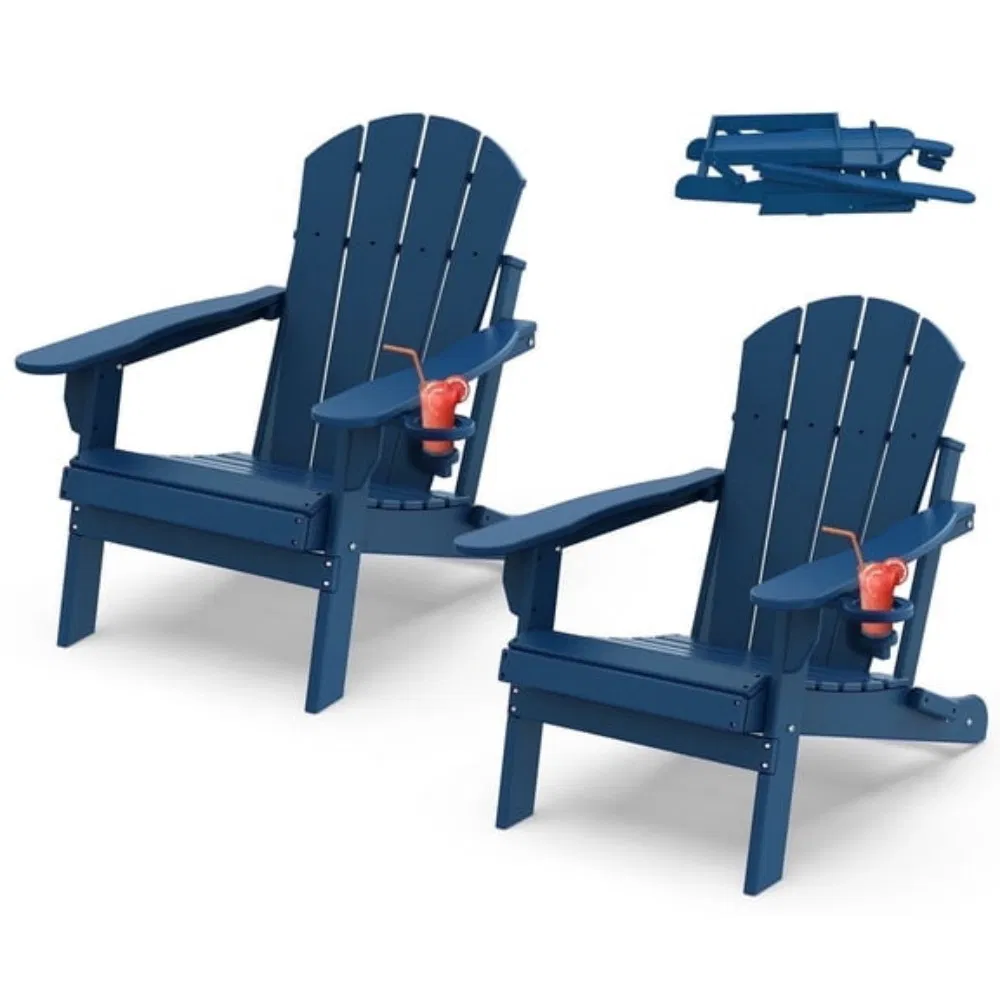 Elegant HDPE Plastic Wood Adirondack Folding Chair for Outdoor Enjoyment