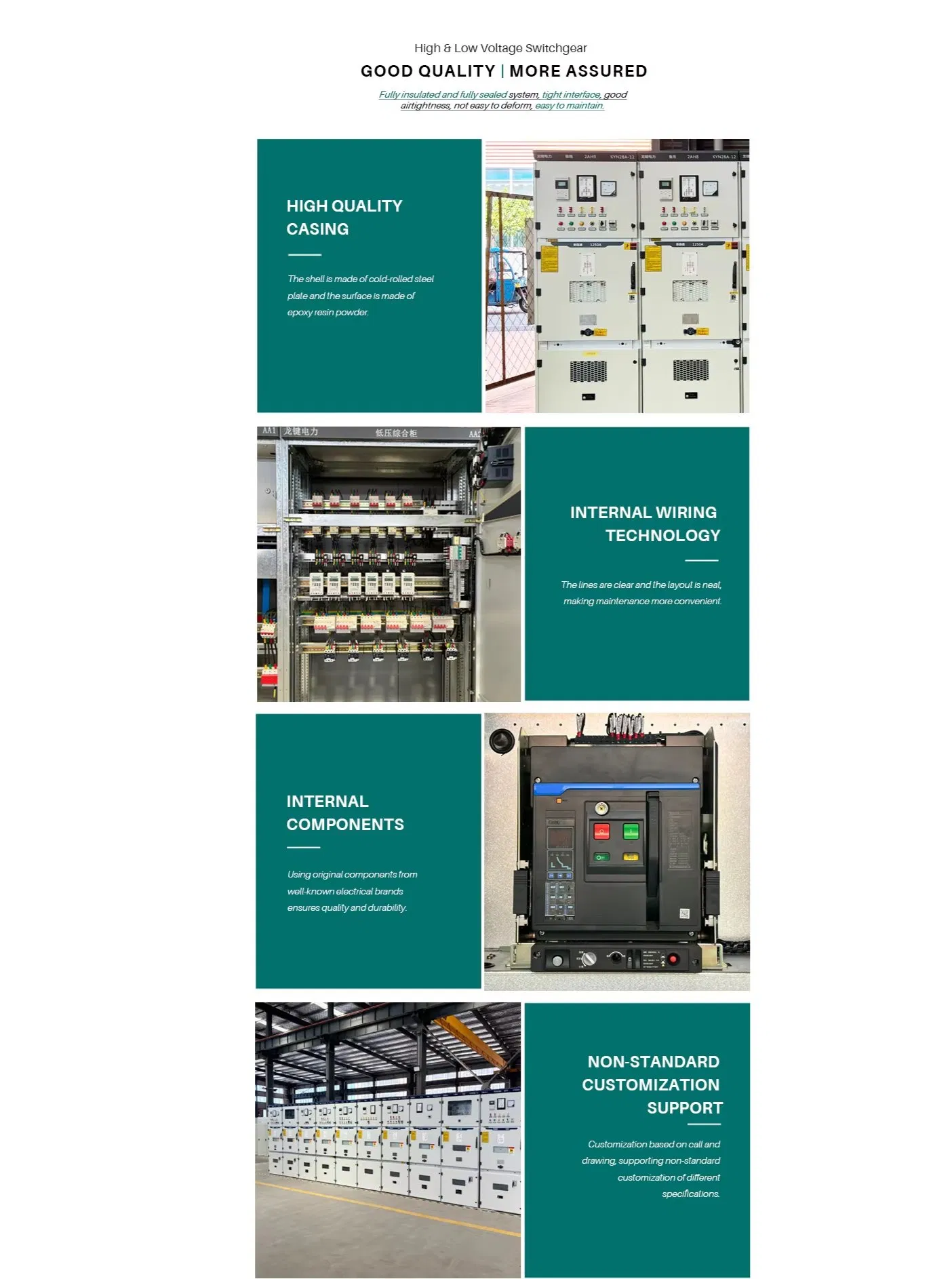 Industrial Medium & Low Voltage Power Distribution Switchgear System Details