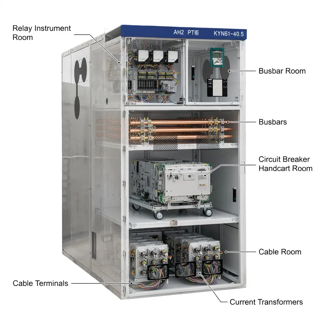 Kyn61 33kv/40.5kv Medium Voltage High Voltage Mv&Hv Metal Clad Removable/Withdrawable Switchgear/Cabinet 630/1250/1600/3150A for Distribution Substation