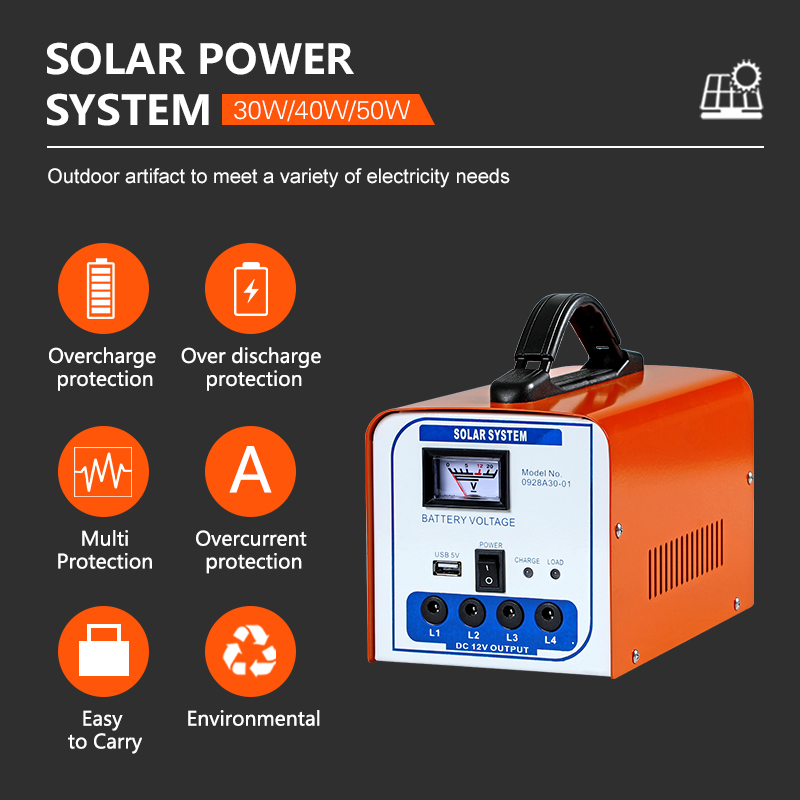 Portable High Quality Energy Saving Security Protection LED Lighting Camping Solar Home Solar Power System