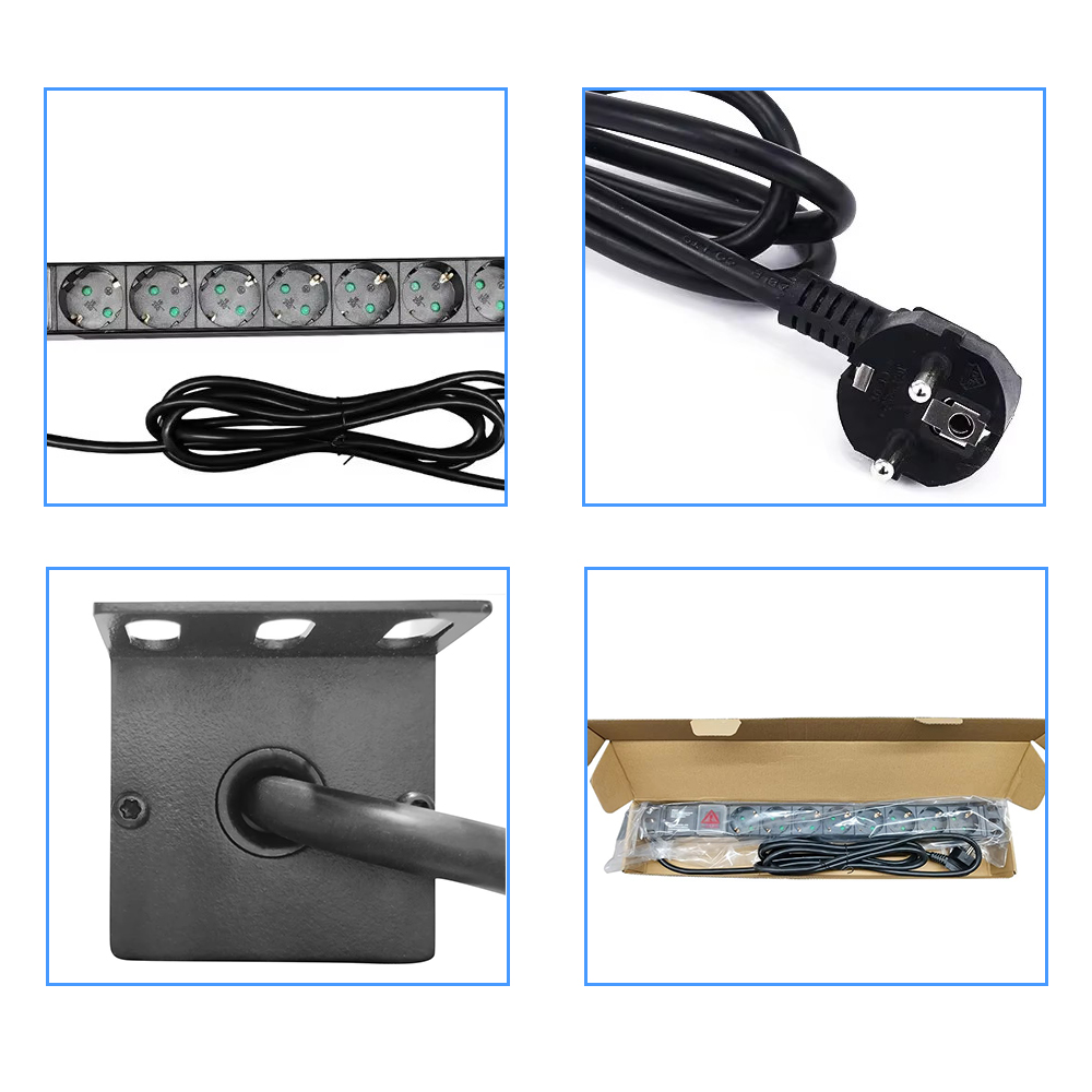 1U 19 Inch 8 Way Rack Mount Power Distribution Unit With On OFF Switch 2M Cord For Server Rack Data Center Network Cabinet