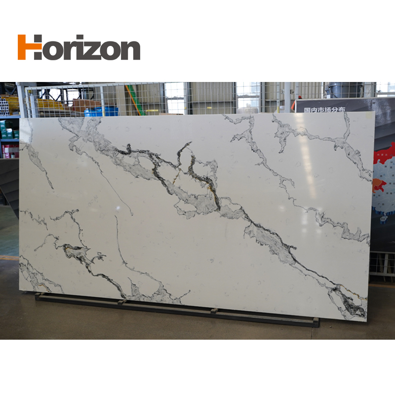 CE Certified Wholesale Calacatta Marble Look Quartz Slabs for Table