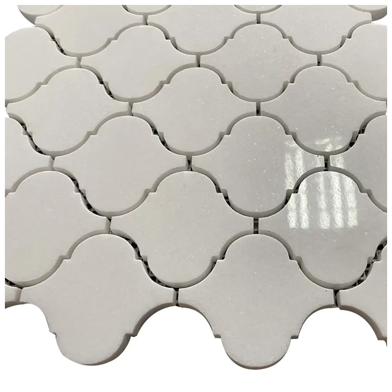 Polished Arabesque Pure White Thassos Marble Mosaic Tiles