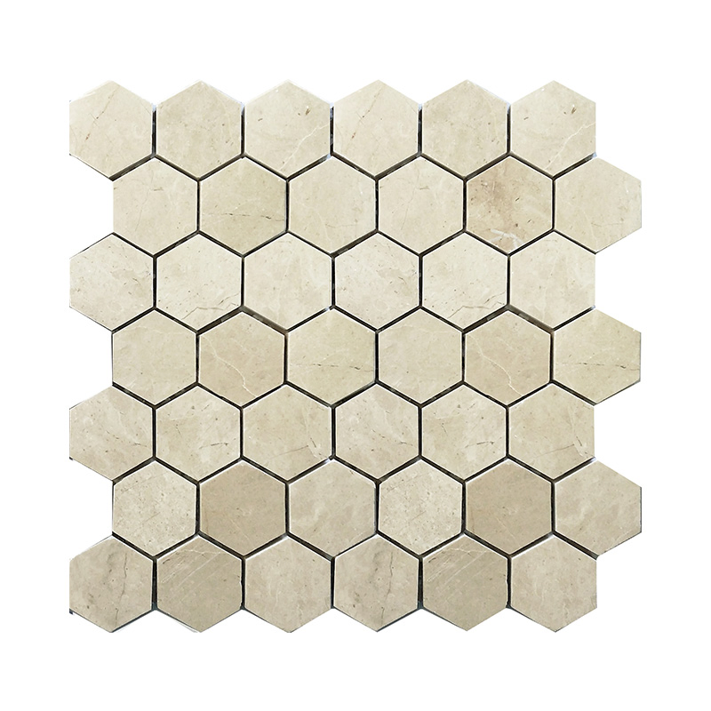 Crema Marfil Marble Hexagon Mosaic Tiles